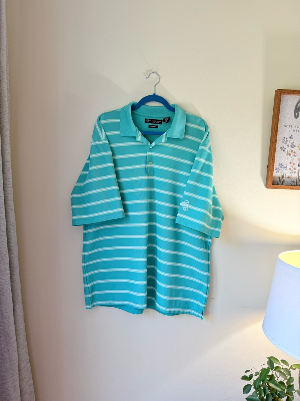 Oxford Polo in Teal and White Stripes